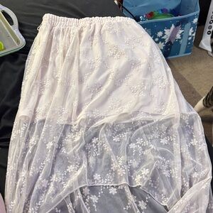 No Boundaries Floral Lace High Low Skirt - Cream